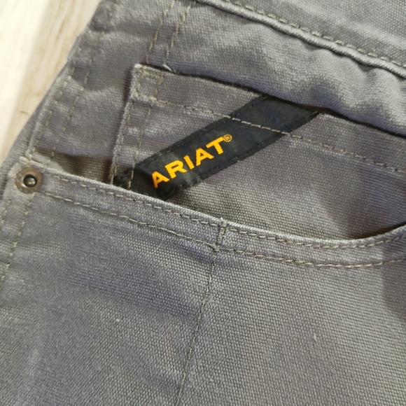 Ariat Rebar M4 Low Rise Boot Cut Work Pants Mens 32x32 Grey Canvas Tough Durable